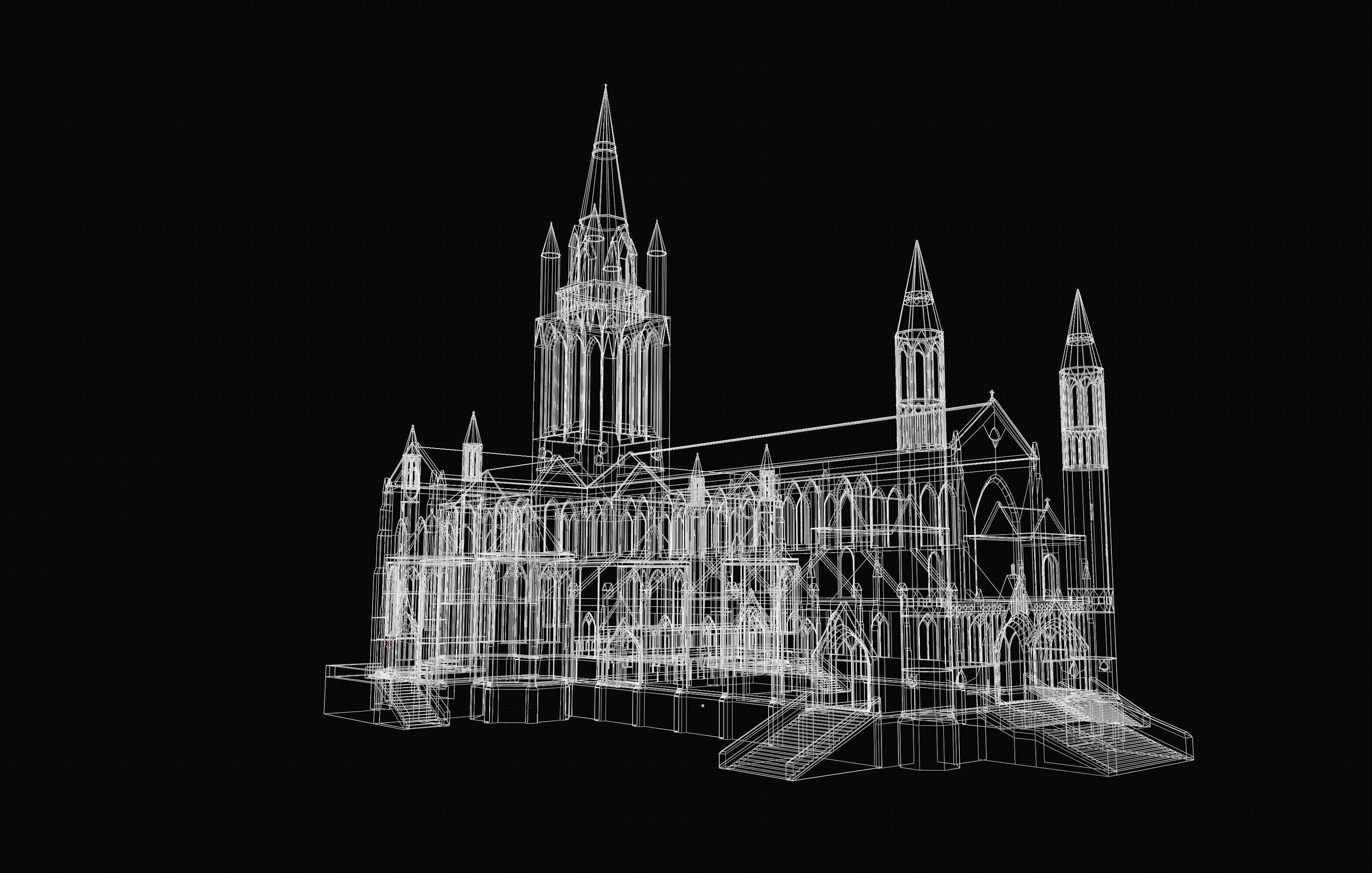 3D Church Building Low-poly 3D model_10