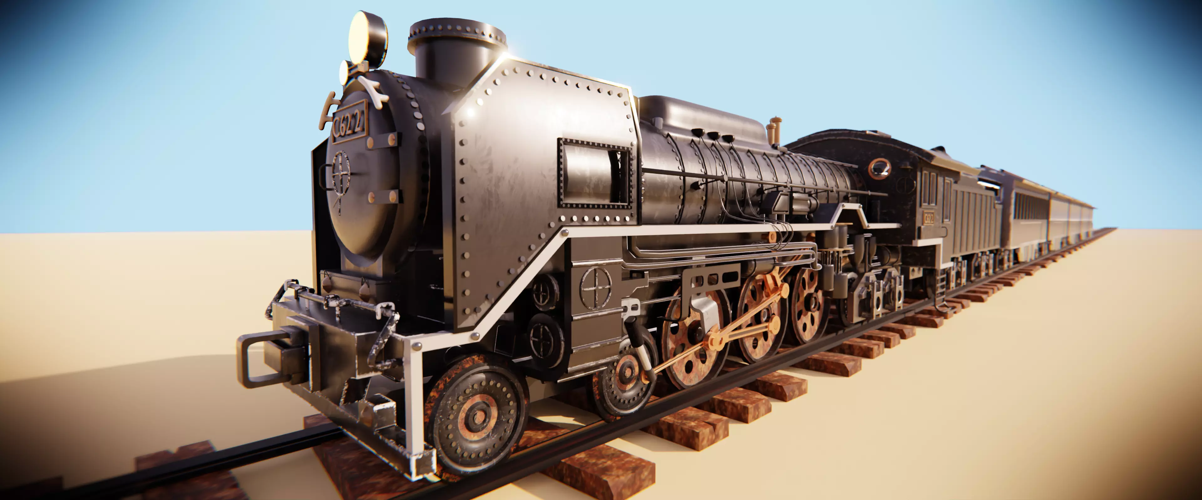 7 cabins steam train  3D model_0