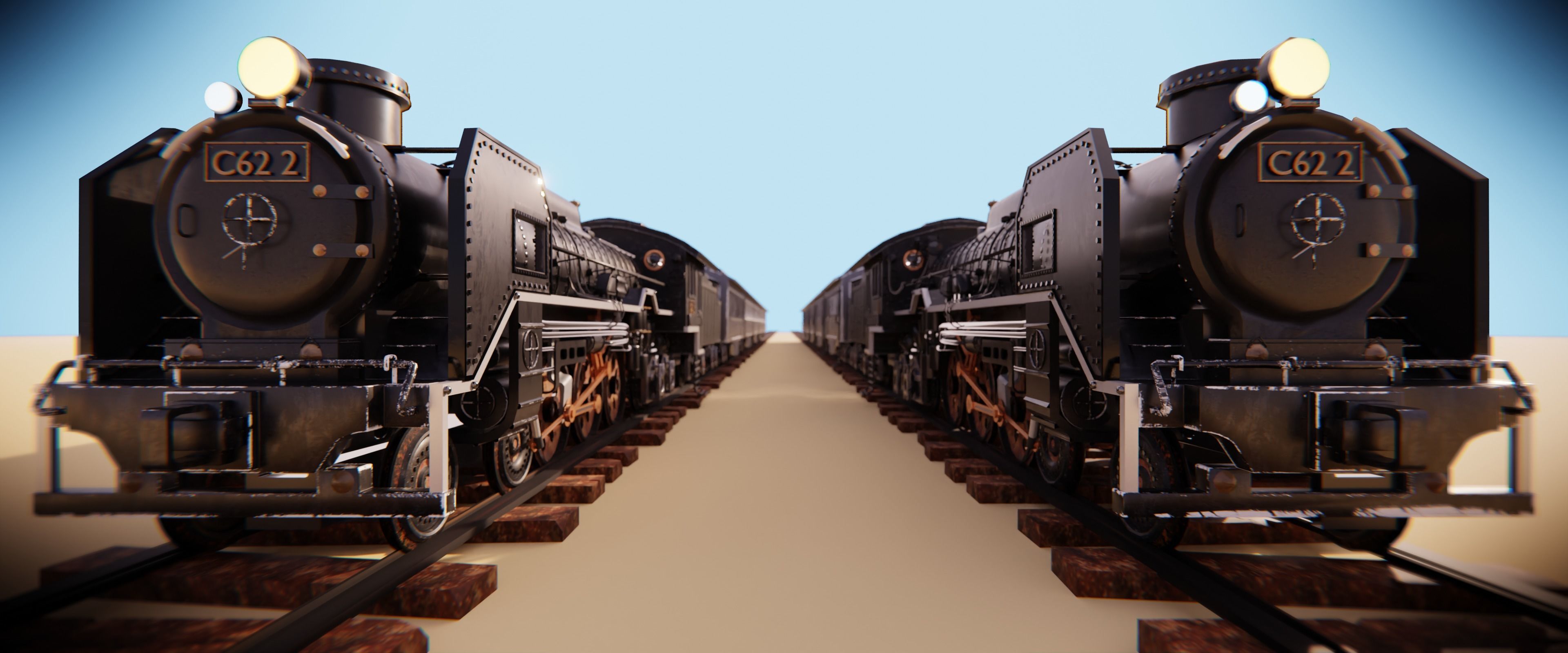 7 cabins steam train  3D model_6