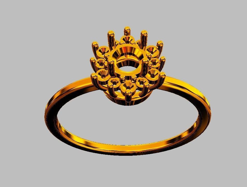 Classic Gemstone Ring 3D print model_5