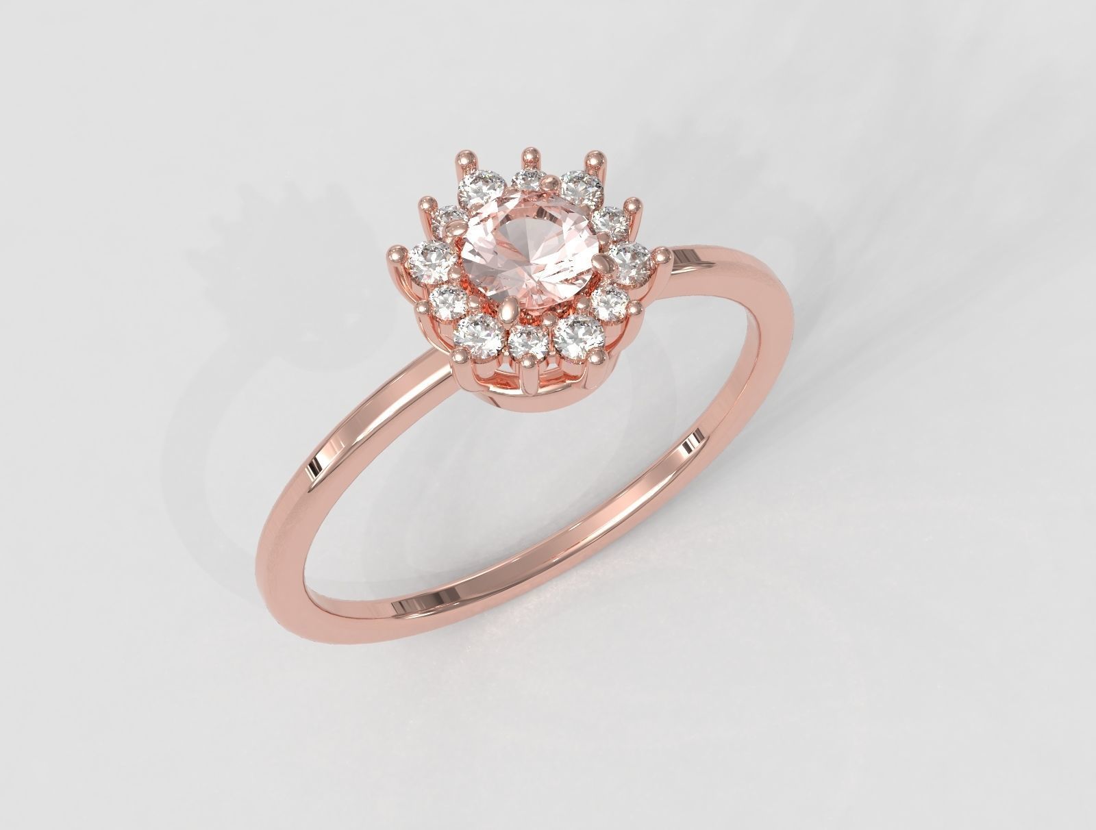 Classic Gemstone Ring 3D print model_1