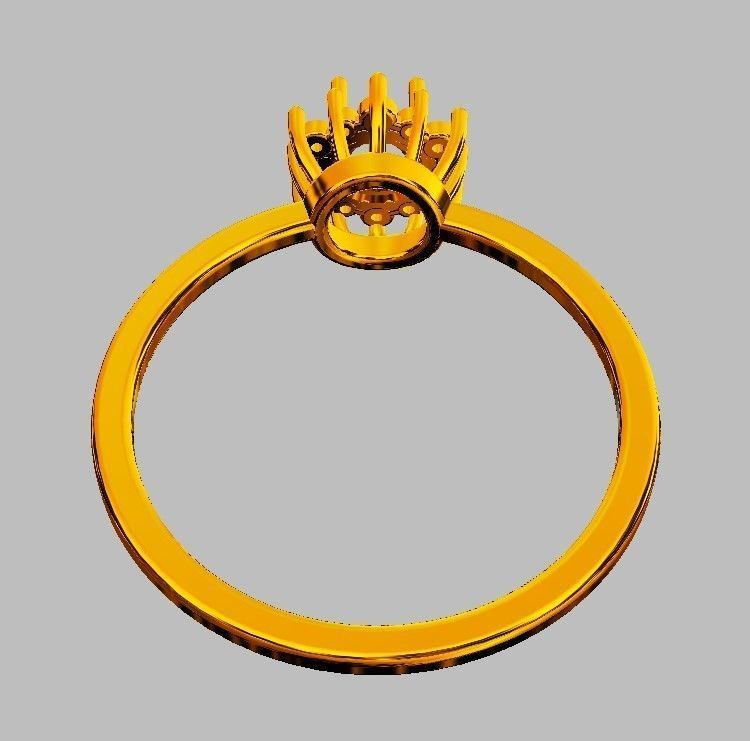 Classic Gemstone Ring 3D print model_9