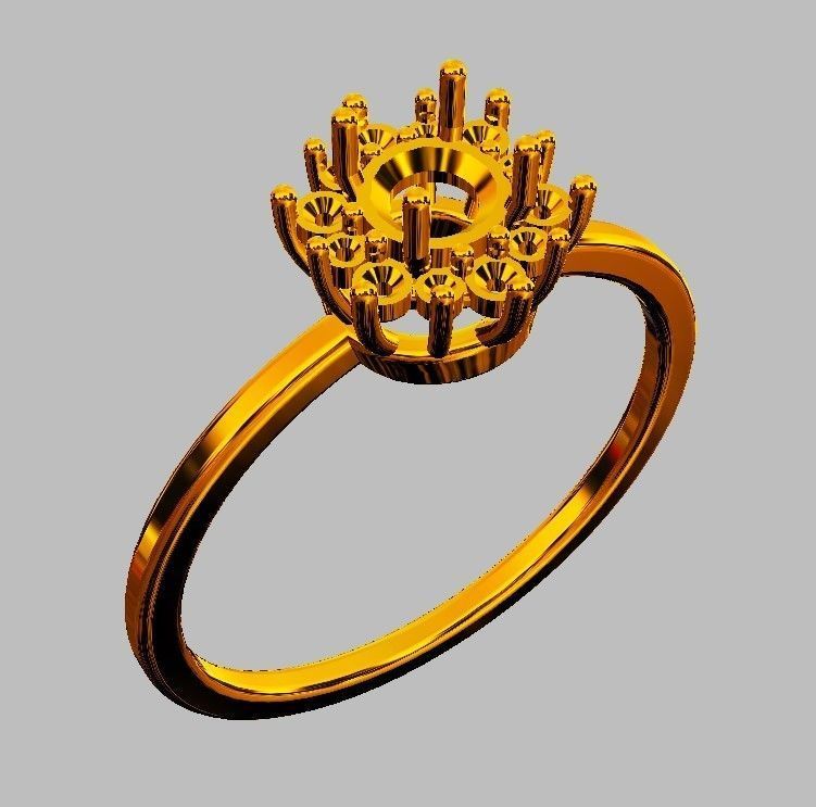 Classic Gemstone Ring 3D print model_6