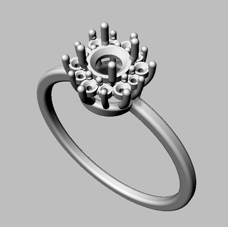Classic Gemstone Ring 3D print model_15