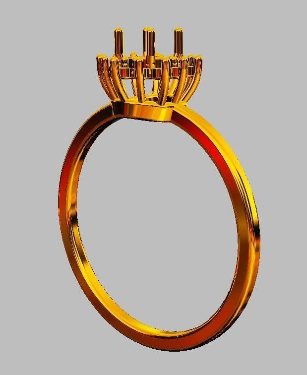 Classic Gemstone Ring 3D print model_8