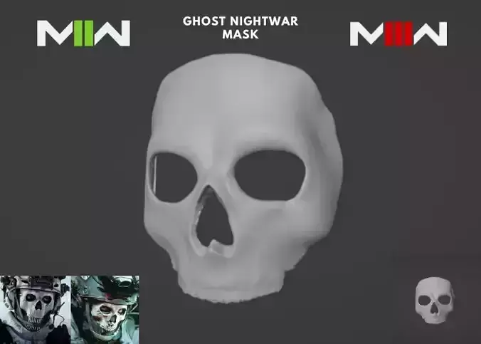 MW2 MW3 GHOST NIGHTWAR MASK COSPLAY 3D MODEL 3D print model
