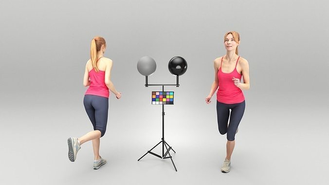 Young woman running 410 Low-poly 3D model