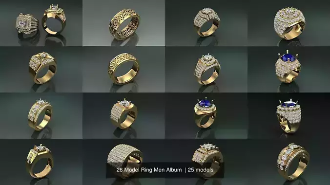 26 Model Ring Men Album  3D Model Collection