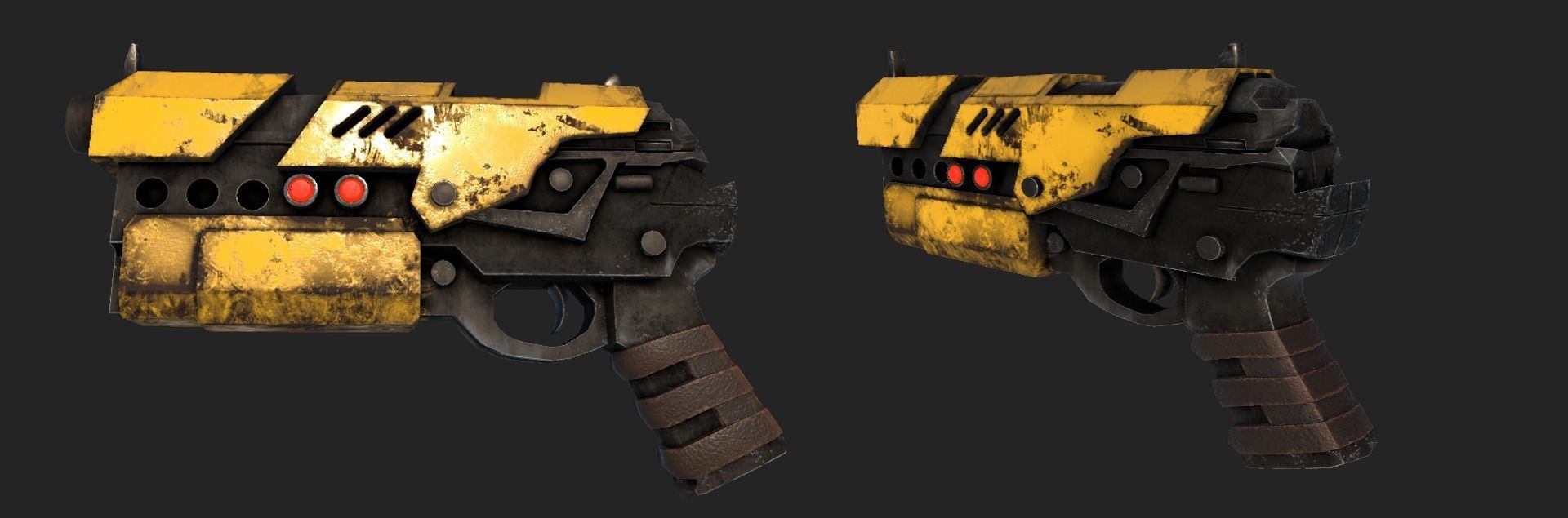 Scifi weapon pistol  GUN  Pack 3 SKINS  with BPR 4K TEXTURES  Low-poly 3D model_1