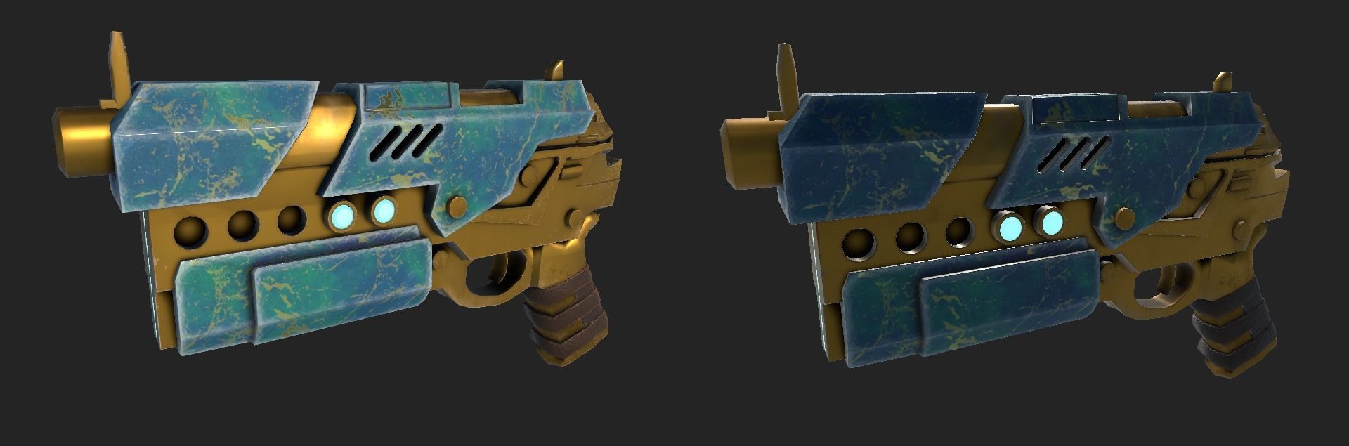 Scifi weapon pistol  GUN  Pack 3 SKINS  with BPR 4K TEXTURES  Low-poly 3D model_3
