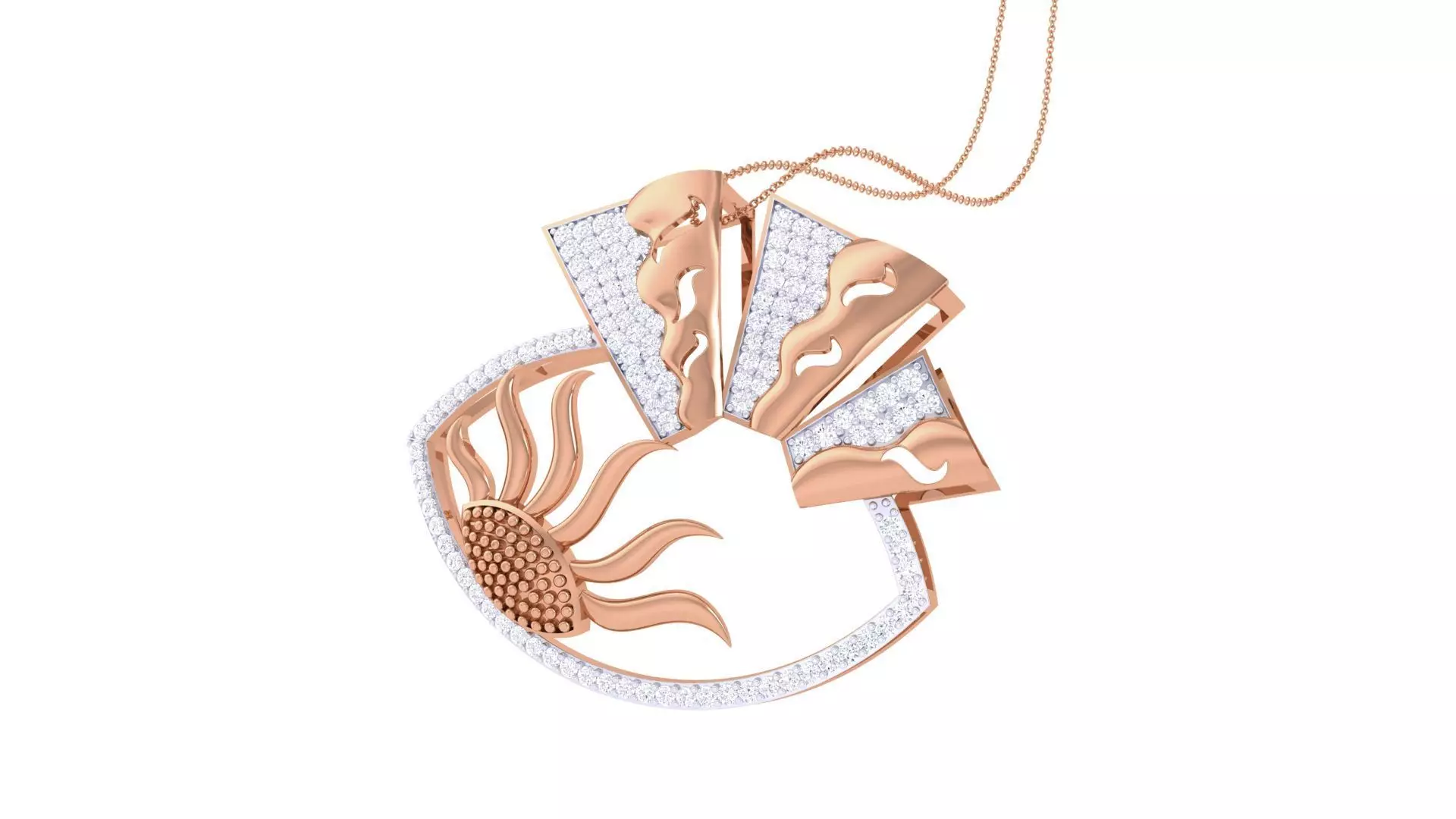 Sun Flares High Jewelry Diamond Pendant Necklace renders 3D print model