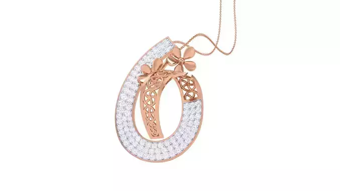 Flower High Jewelry Diamond Pendant Necklace renders details  3D print model