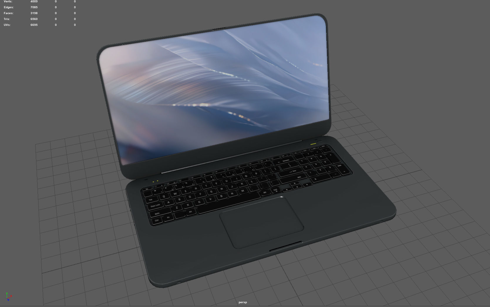 Laptop Low-poly 3D model_3