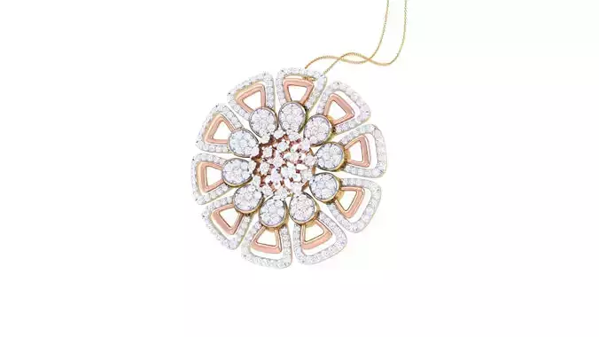 Flower Mesh Wire High Jewelry Diamond Pendant Necklace renders 
