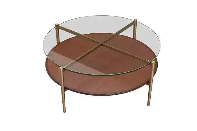 West Elm Mid Century Art Display Round Coffee Table 3D model