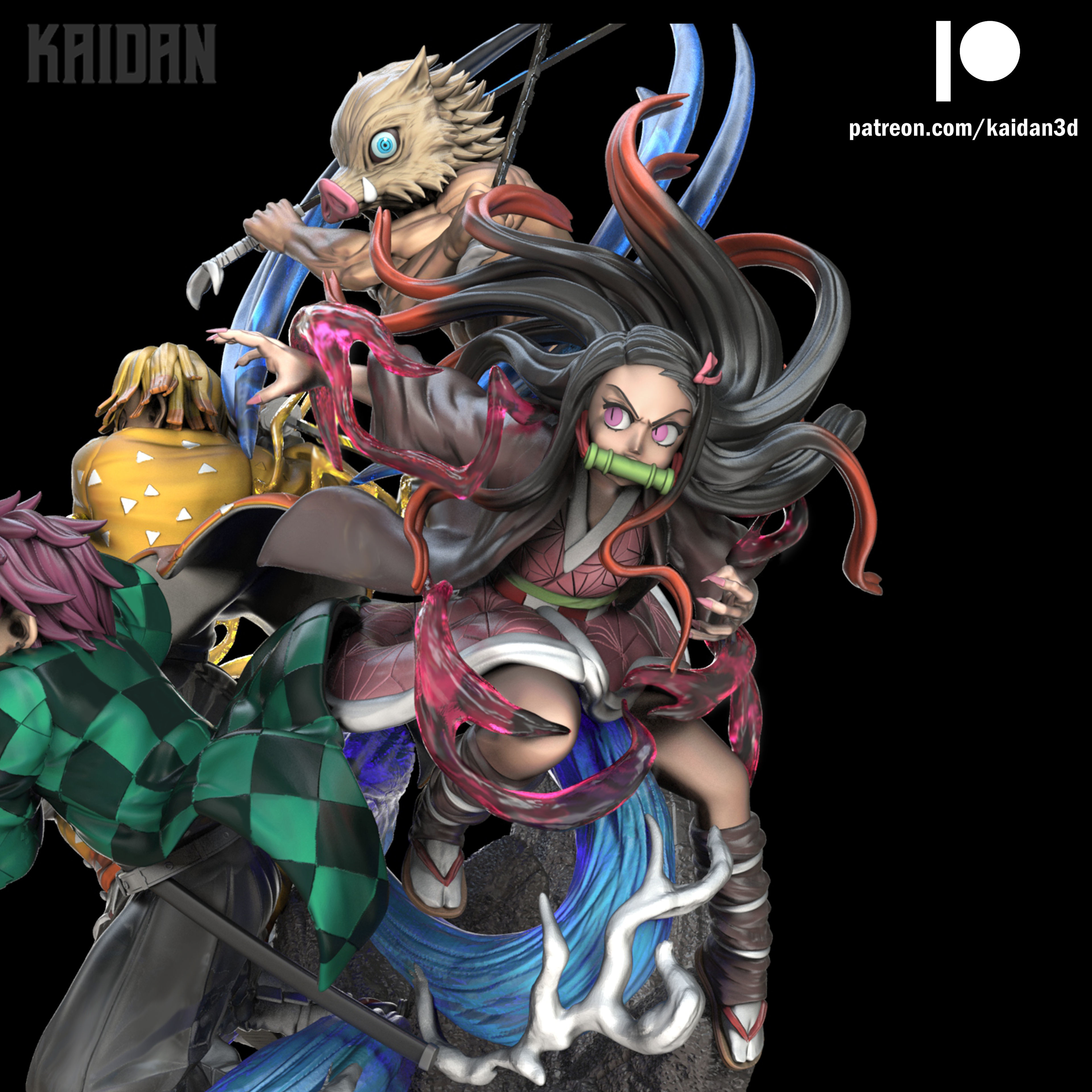 Tanjiro x Nezuko x Inosuke x Zenitsu DEMON SLAYER - STL   3D print model_4