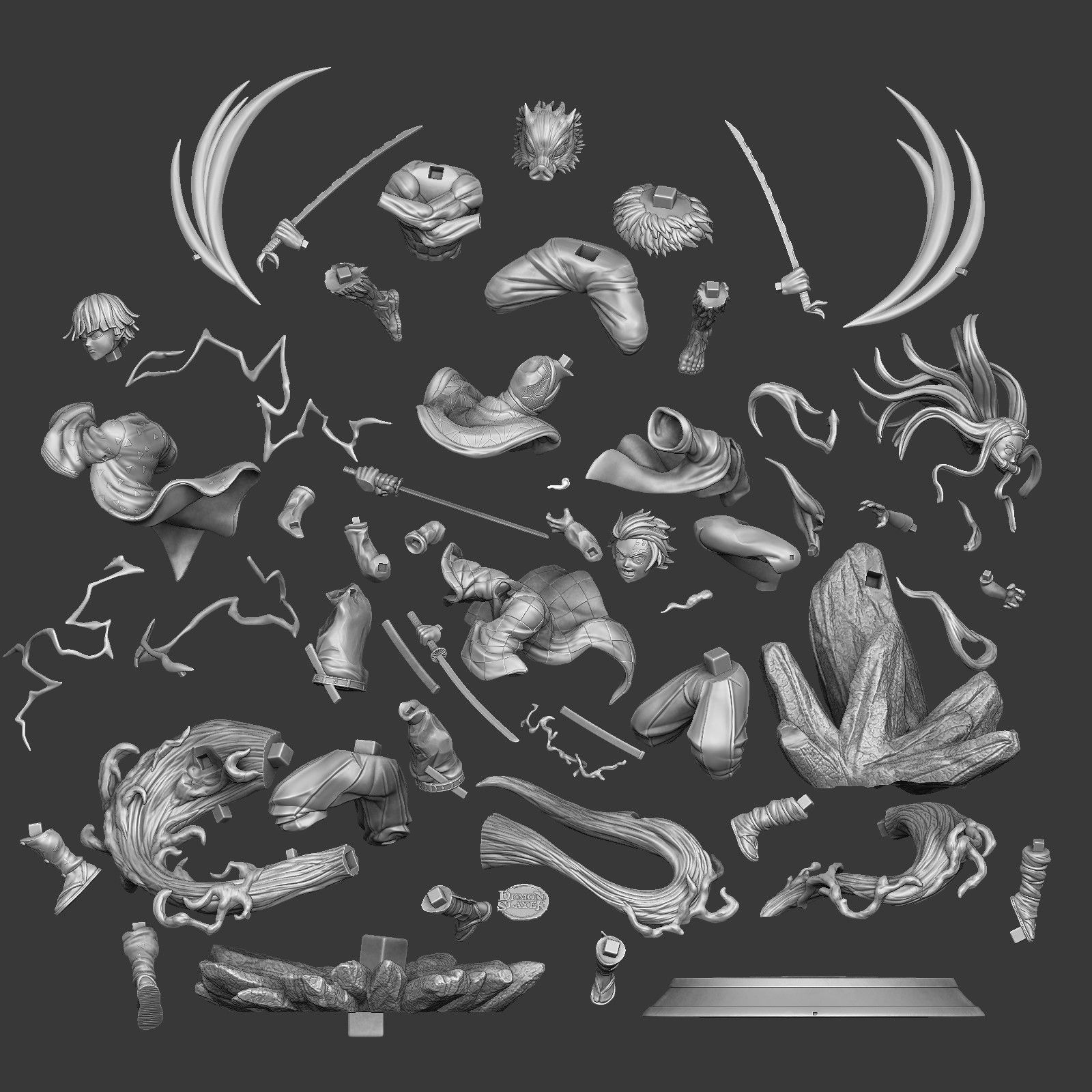 Tanjiro x Nezuko x Inosuke x Zenitsu DEMON SLAYER - STL   3D print model_5