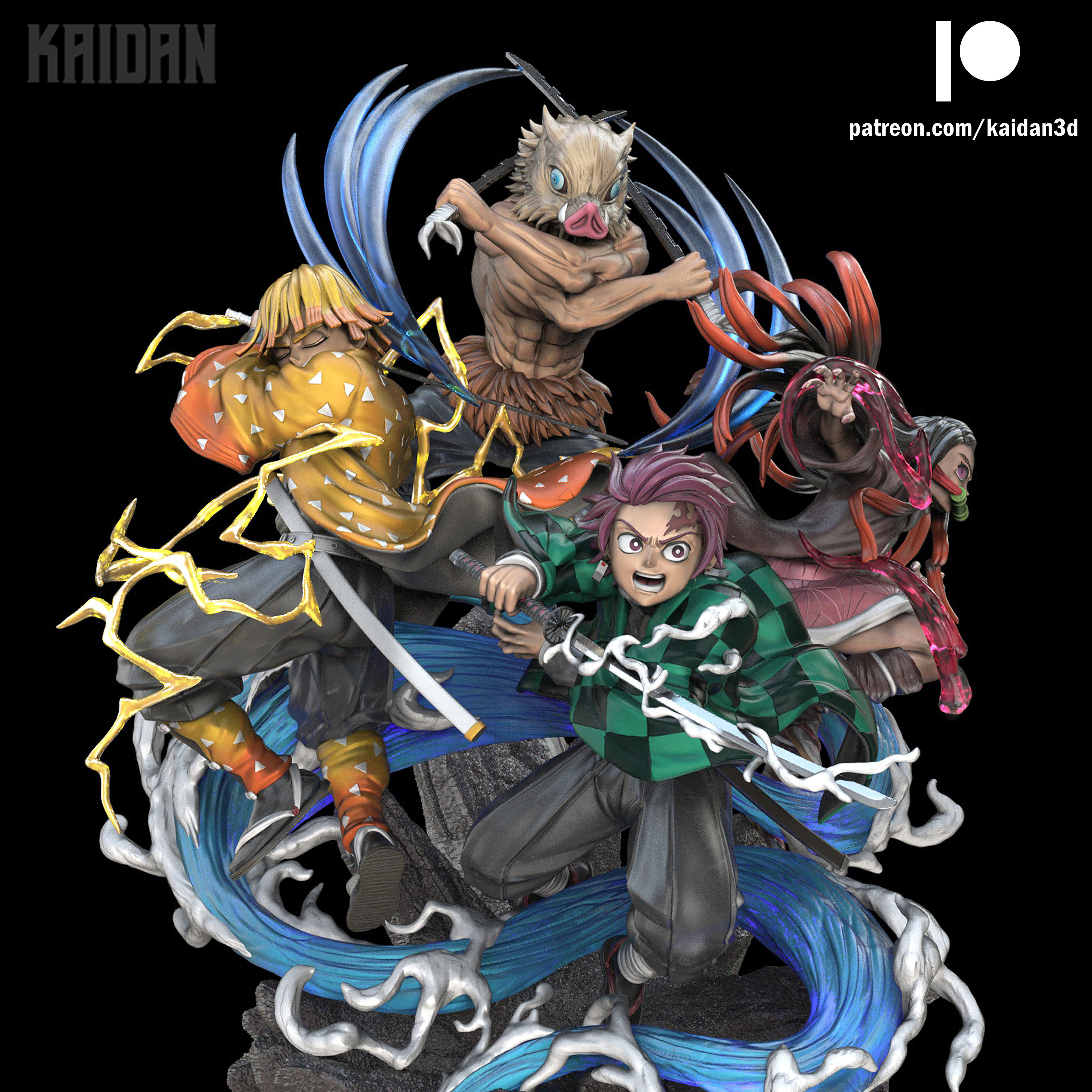 Tanjiro x Nezuko x Inosuke x Zenitsu DEMON SLAYER - STL   3D print model_1