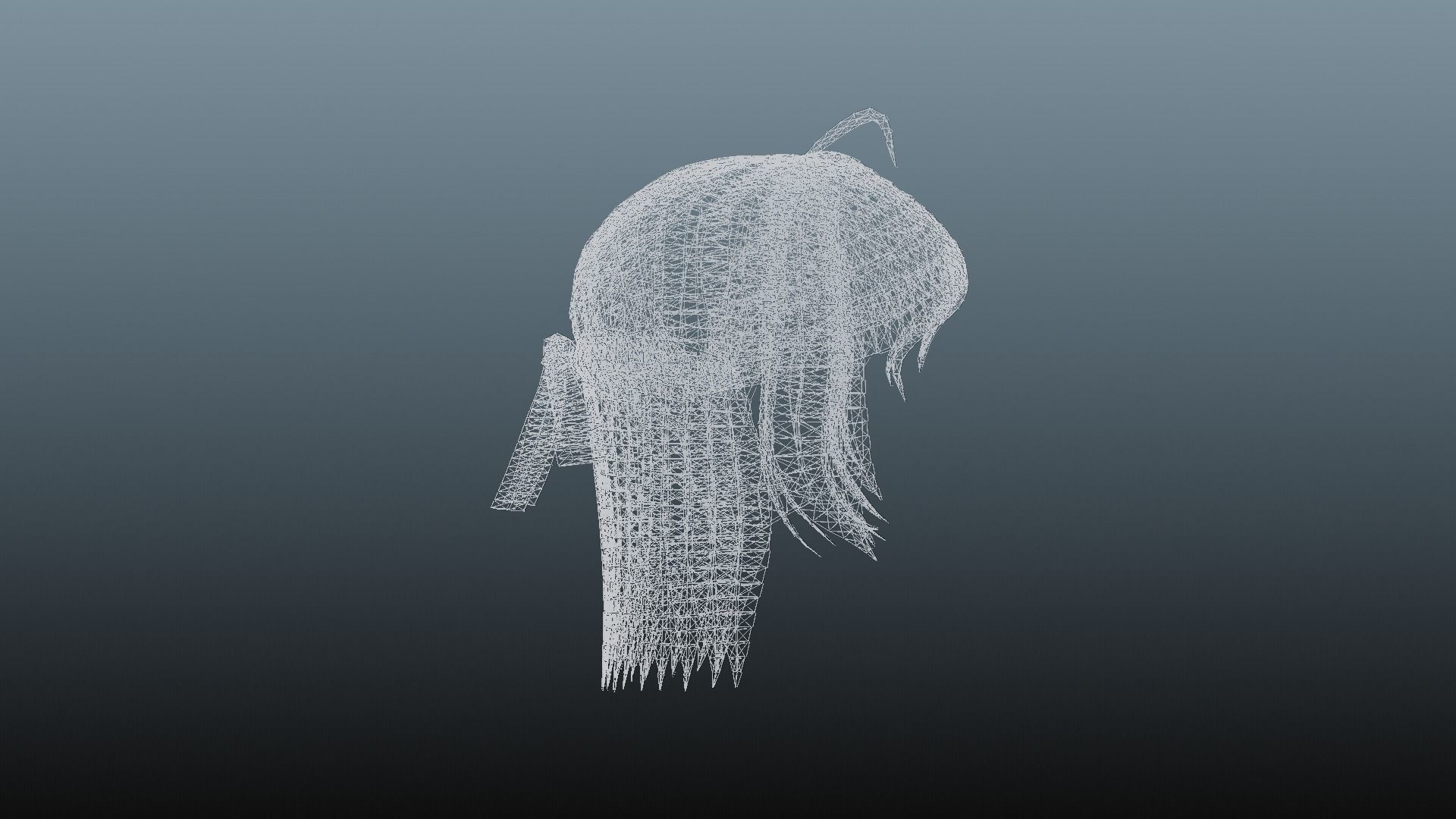 Female hair 4 colors Low-poly 3D model_15