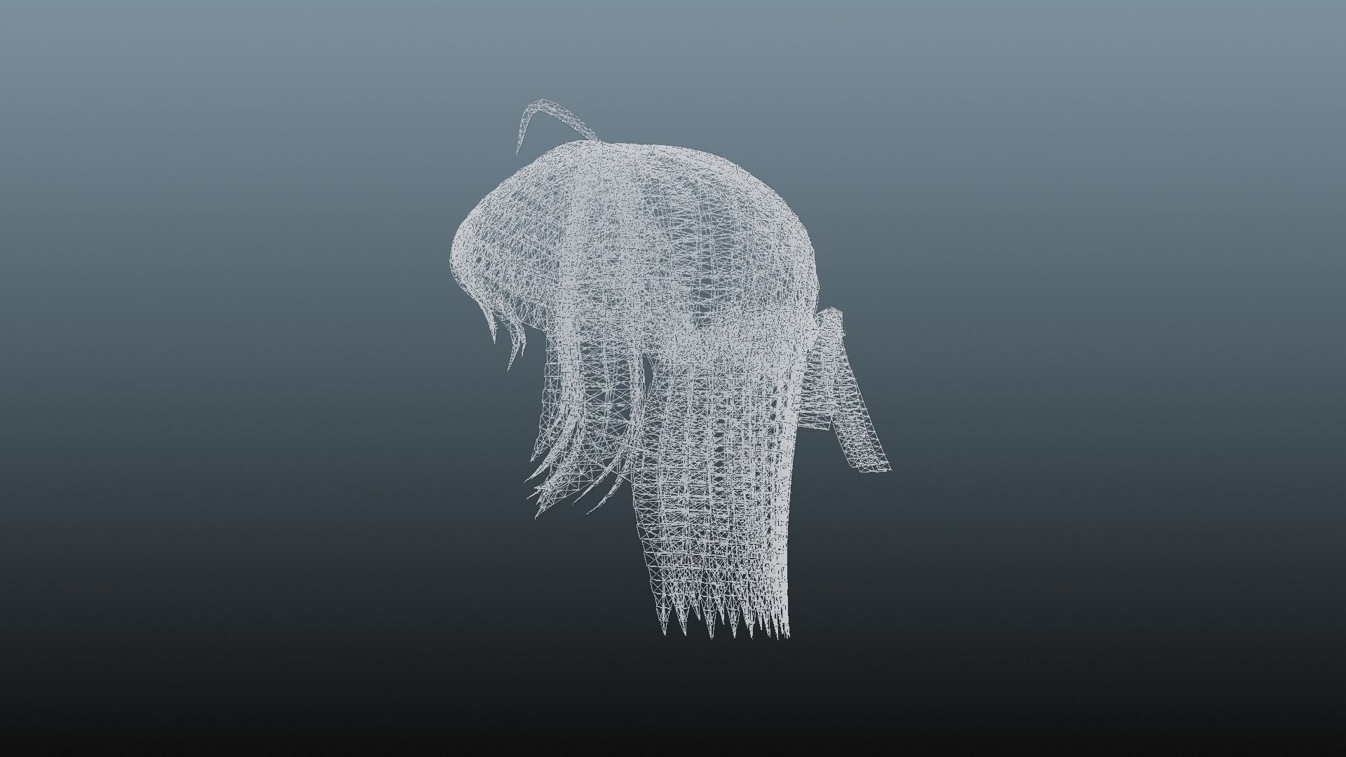 Female hair 4 colors Low-poly 3D model_14