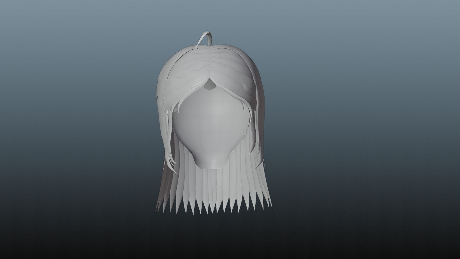 Female hair 4 colors Low-poly 3D model_8