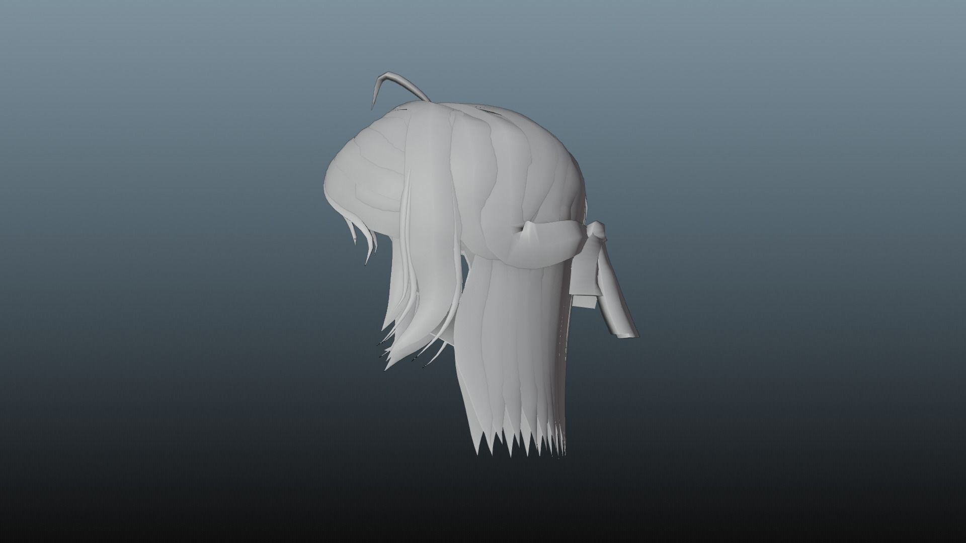 Female hair 4 colors Low-poly 3D model_10