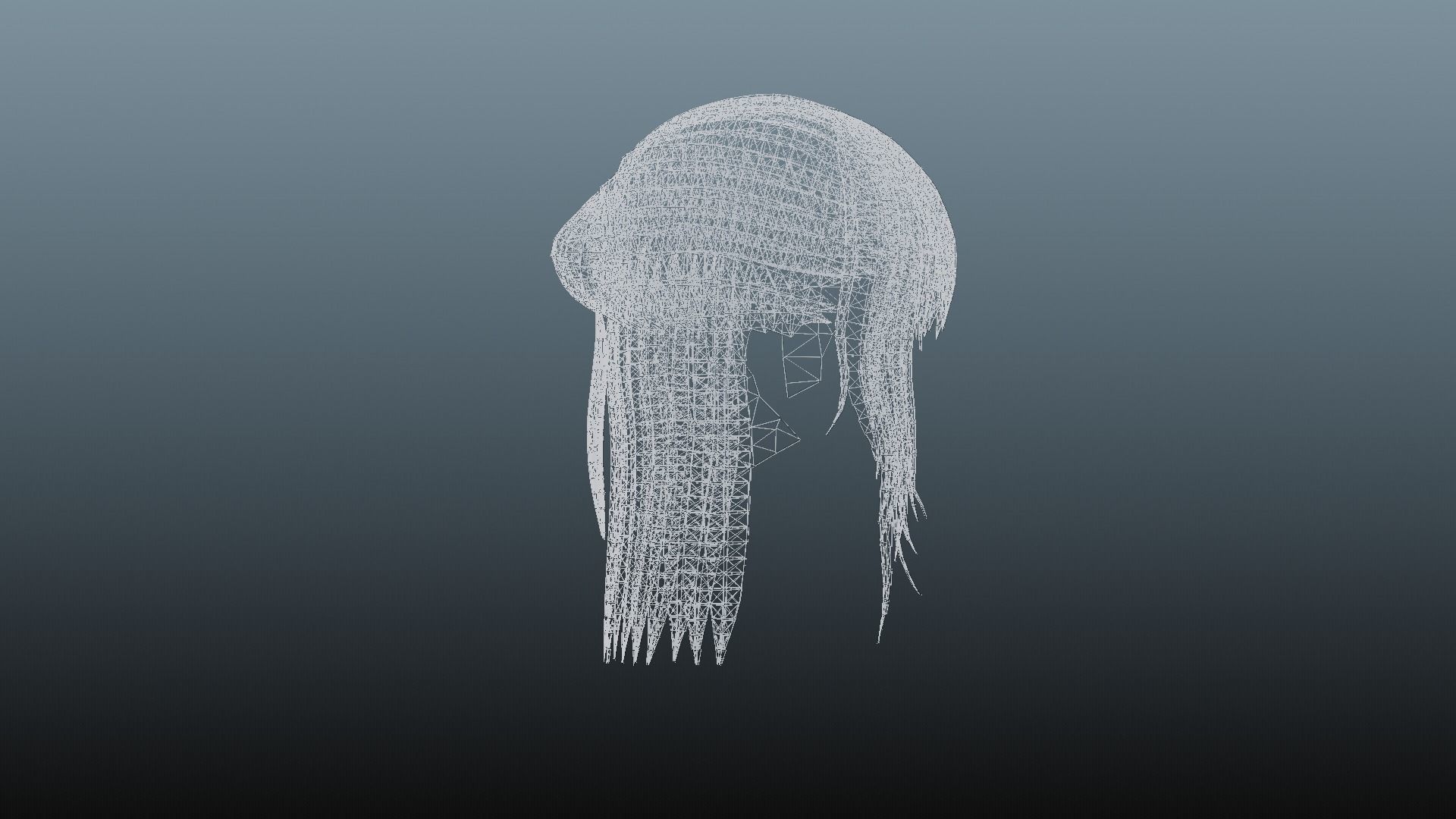 Female hair 4 colors Low-poly 3D model_15