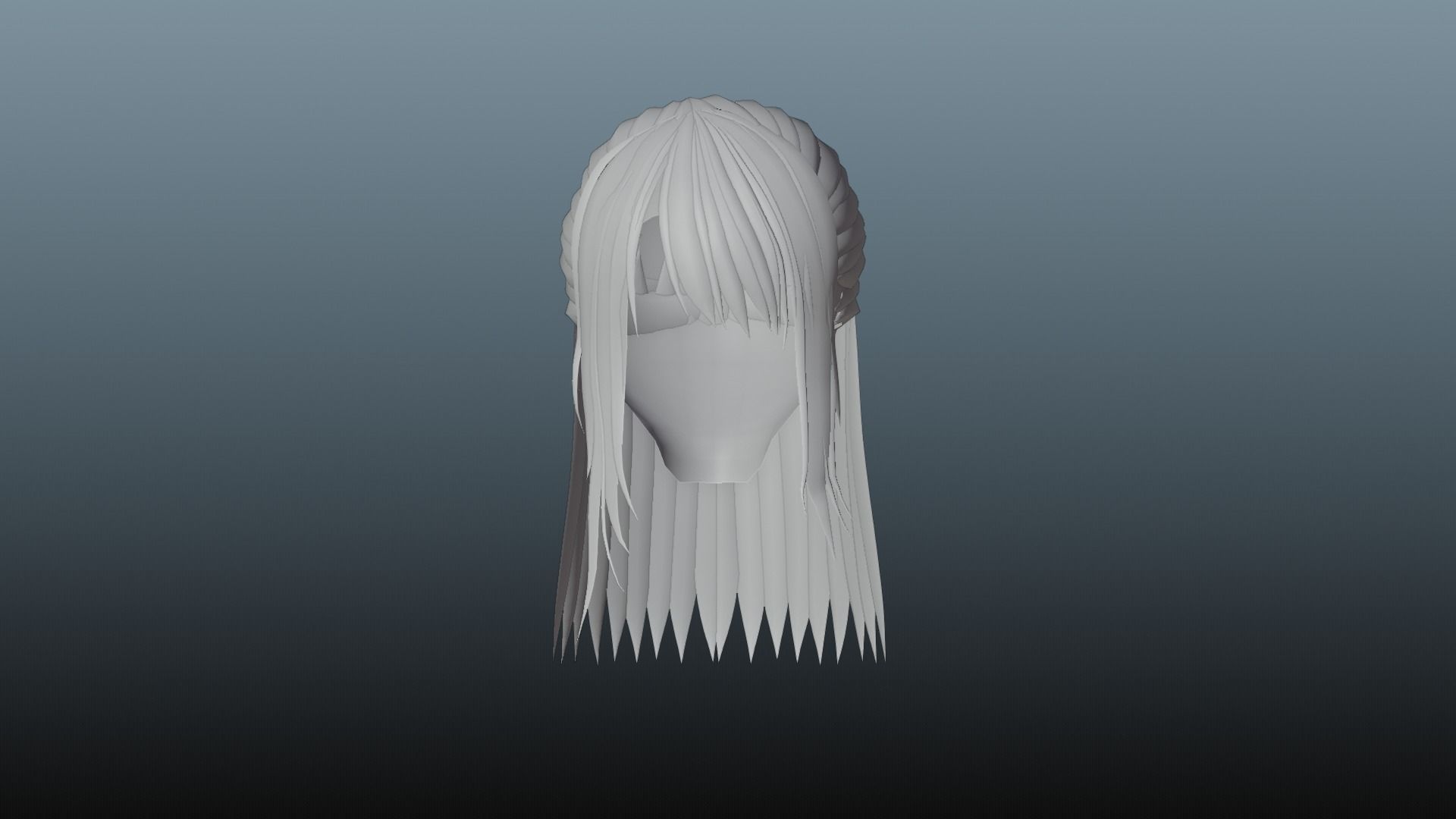 Female hair 4 colors Low-poly 3D model_8