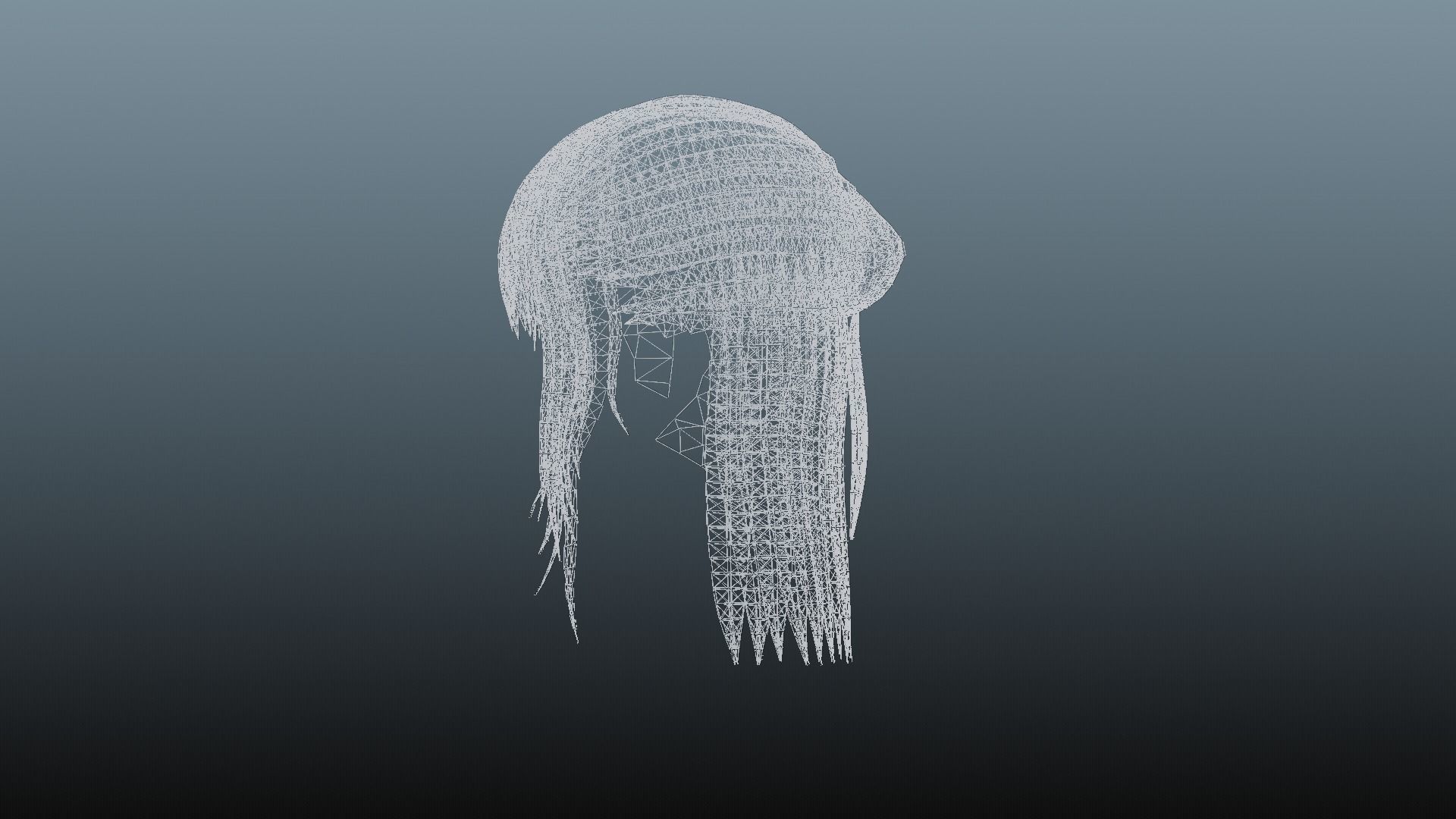 Female hair 4 colors Low-poly 3D model_14