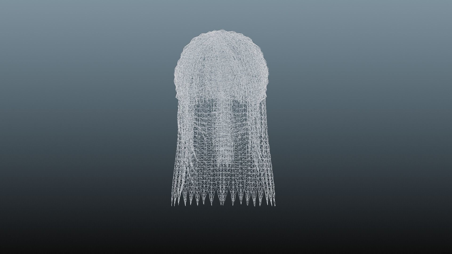 Female hair 4 colors Low-poly 3D model_12