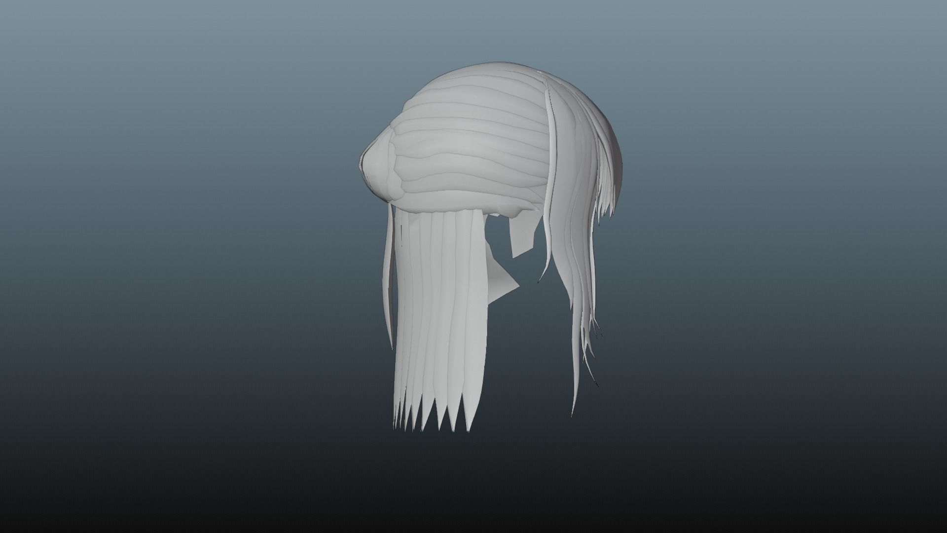 Female hair 4 colors Low-poly 3D model_11