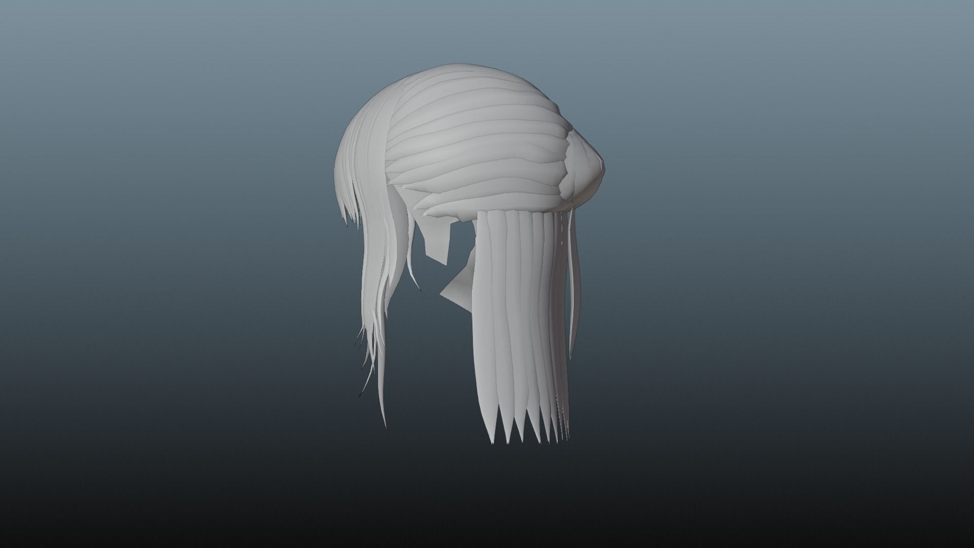 Female hair 4 colors Low-poly 3D model_10