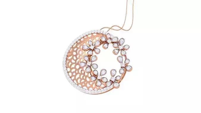 Ultra Vision Flower Wire Mesh High Jewelry Diamond Pendant 