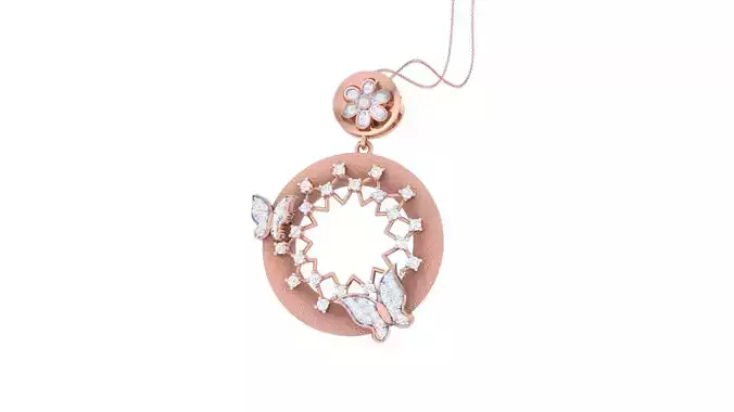 Butterflies on Flower High Jewelry Diamond Pendant Necklace 3D print model