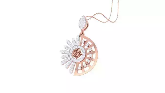 Flower High Jewelry Diamond Pendant Necklace renders details  3D print model