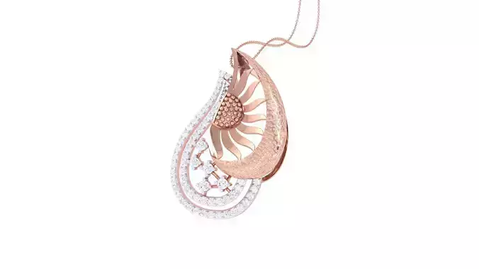 Sun High Jewelry Diamond Pendant Necklace renders details 
