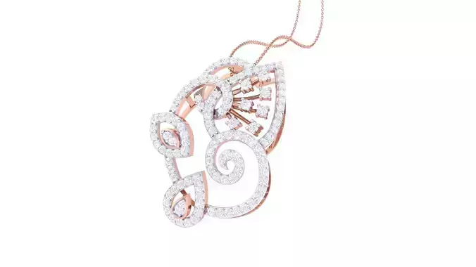 High Jewelry Diamond Pendant Necklace renders details 