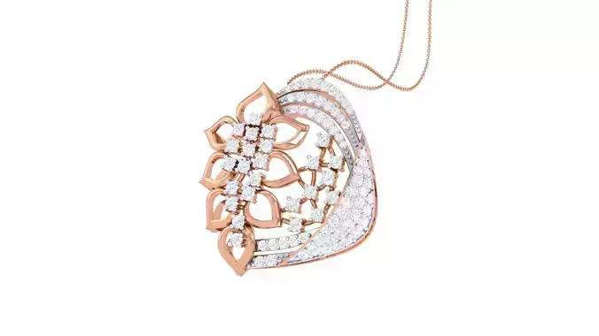 Flower Wire High Jewelry Diamond Pendant Necklace renders