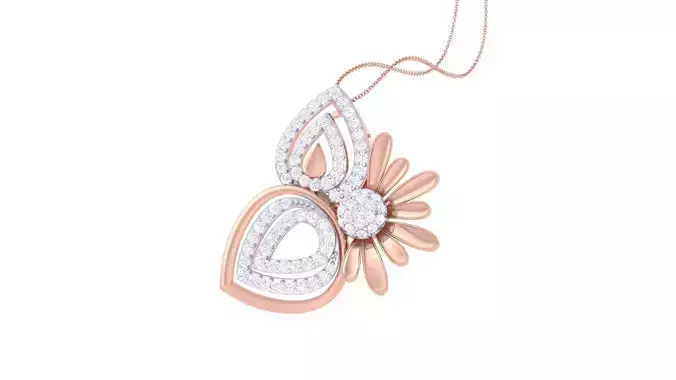 Flower Leaves High Jewelry Diamond Pendant Necklace renders 