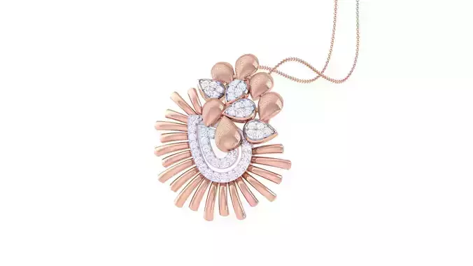 Flower Leaves High Jewelry Diamond Pendant Necklace renders 3D print model