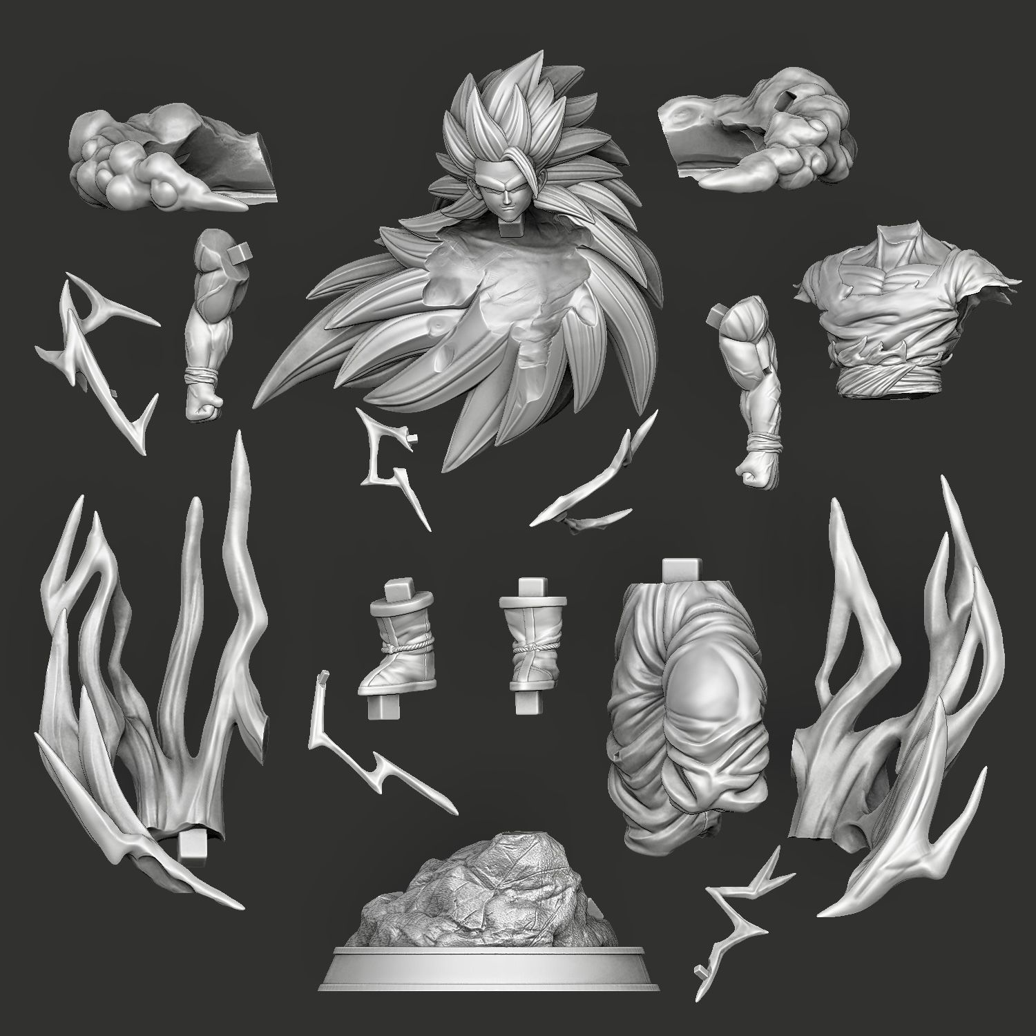 Goku Super Saiyan 3 DBZ - STL ready for 3D printing 3D print model_4