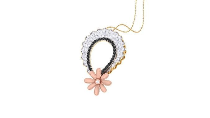 Flower High Jewelry Diamond Pendant Necklace renders details  3D print model