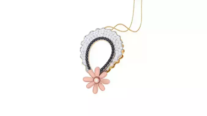 Flower High Jewelry Diamond Pendant Necklace renders details  3D print model