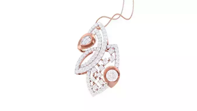 Twin Leaves High Jewelry Diamond Pendant Necklace renders 
