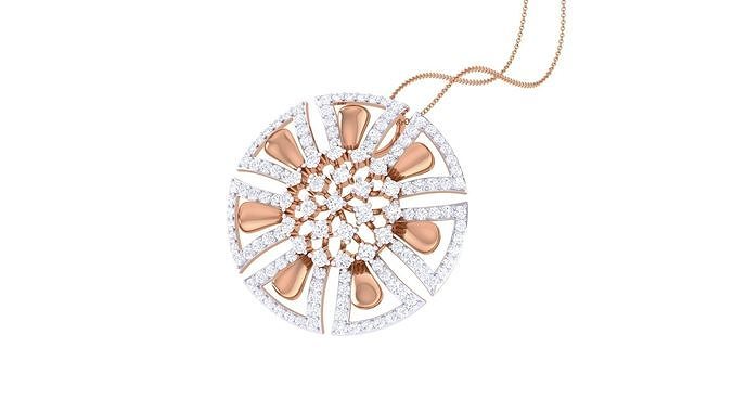 Flower High Jewelry Diamond Pendant Necklace renders details  3D print model