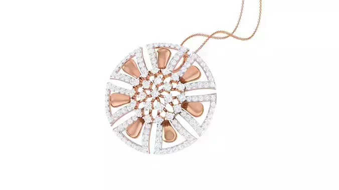 Flower High Jewelry Diamond Pendant Necklace renders details  3D print model