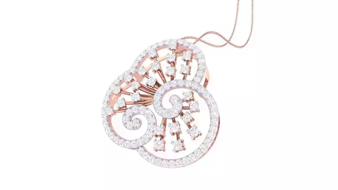 High Jewelry Diamond Pendant Necklace renders details 