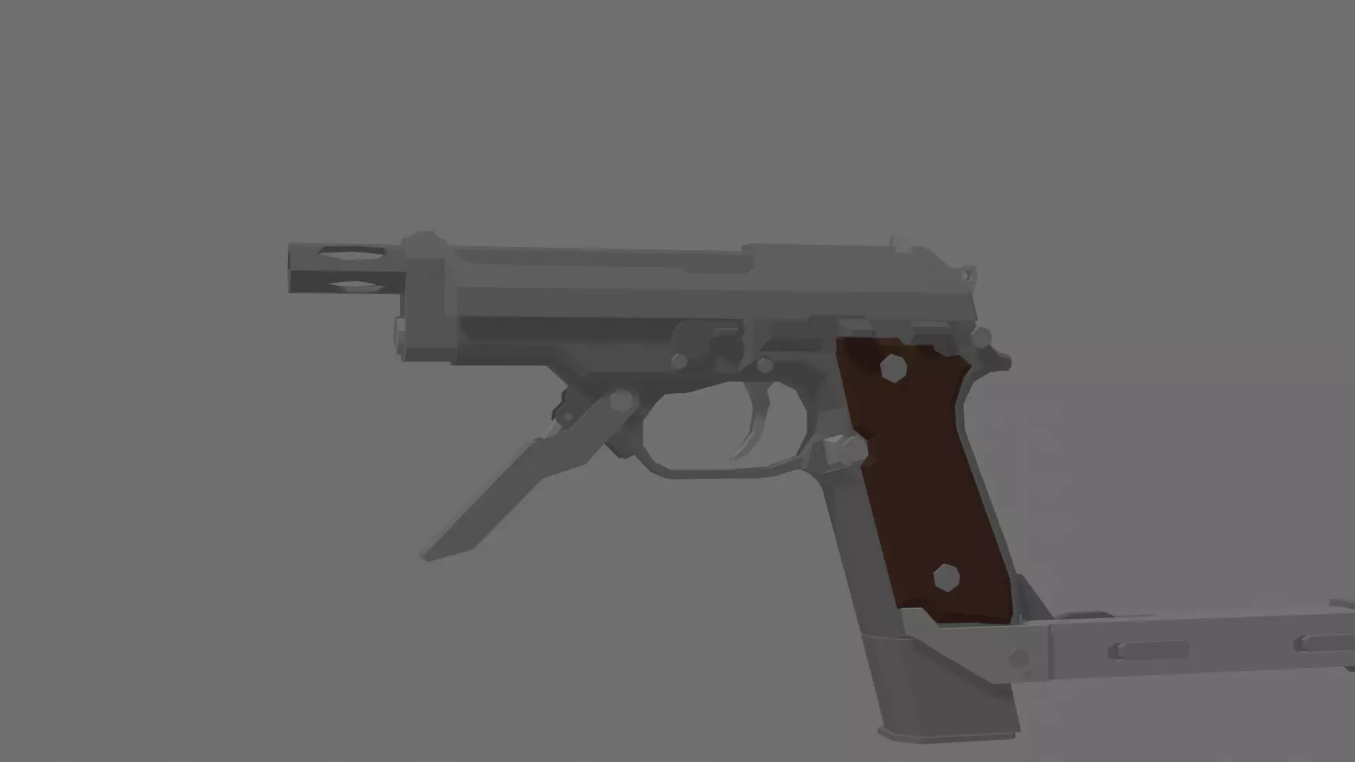 Beretta 93R with stock Low-poly 3D model