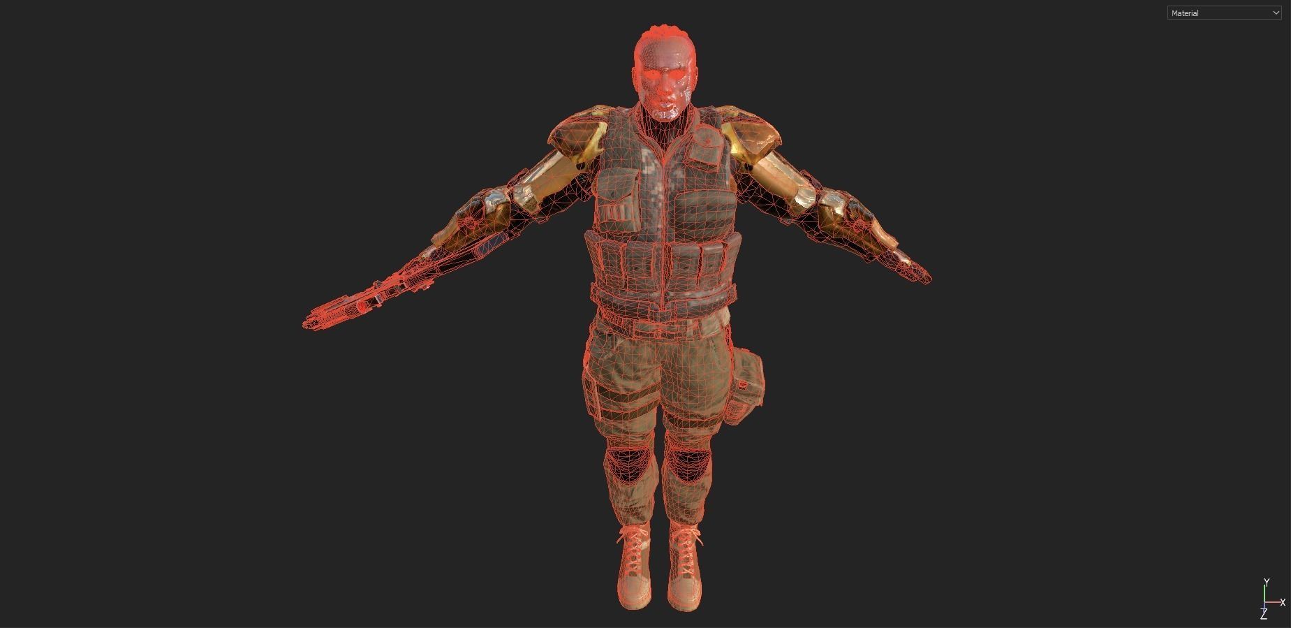 Female Cyborg Character Low-poly 3D model_19