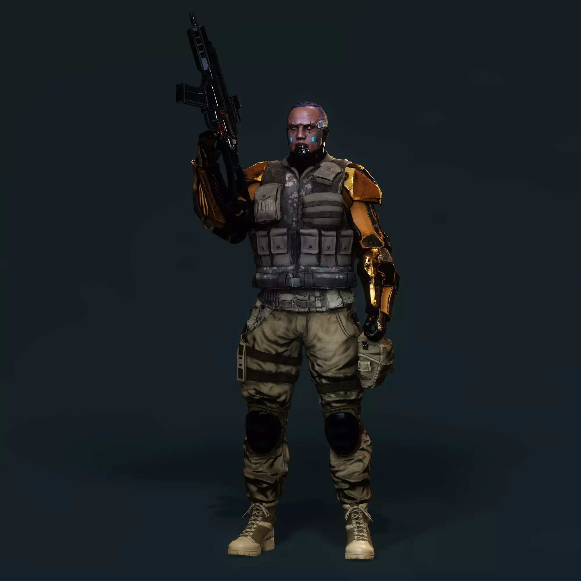 Female Cyborg Character Low-poly 3D model_0